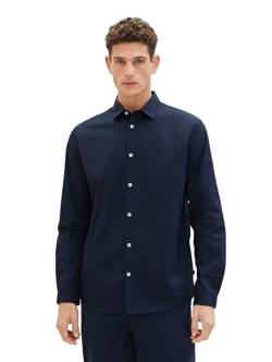 TOM TAILOR Herren Regular Fit Business Hemd mit Stretch, 11075 - Navy, S von TOM TAILOR