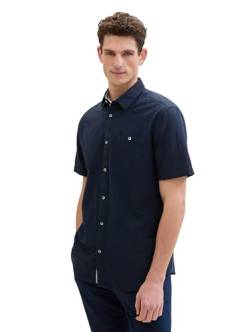 TOM TAILOR Herren Regular Fit Hemd mit Struktur, sky captain blue, XL von TOM TAILOR