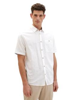 TOM TAILOR Herren Regular Fit Leinen Hemd mit Brusttasche, 20000 - White, XL von TOM TAILOR