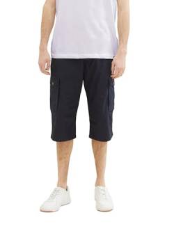 TOM TAILOR Herren Relaxed Fit Overknee Cargo Shorts, navy geometric structure, 34 von TOM TAILOR