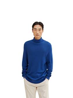 TOM TAILOR Herren Rollkragenpullover mit Wolle 1033528, 11284 - Night Sky Blue Melange, S von TOM TAILOR