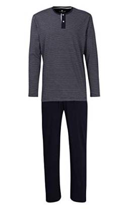 TOM TAILOR Herren Schlafanzug lang, Pyjama, 70999, Rundhals, 2-Knopfverschluß (48, Blue Dark) von TOM TAILOR