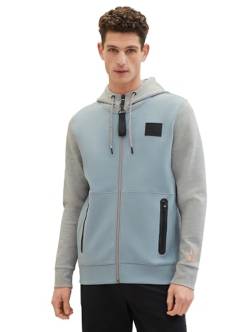 TOM TAILOR Herren Scuba Sweatjacke mit Kapuze, 27475 - Grey Mint, M von TOM TAILOR