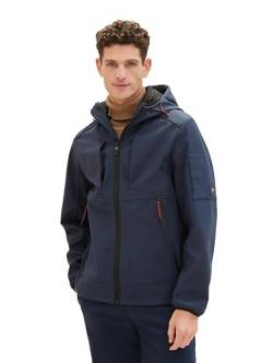 TOM TAILOR Herren Softshell-Jacke mit Kapuze, 10668 - Sky Captain Blue, XL von TOM TAILOR