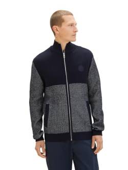 TOM TAILOR Herren Strickjacke mit Stehkragen, sky captain blue, XXXL von TOM TAILOR