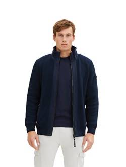 TOM TAILOR Herren Strickjacke mit Stehkragen 1029734, 10668 - Sky Captain Blue, L von TOM TAILOR