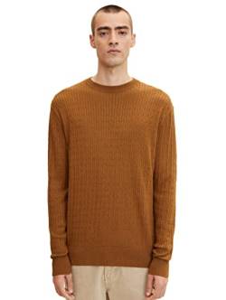 TOM TAILOR Herren Strickpullover mit Zopfmuster 1032290, 30313 - Equestrian Brown Melange, L von TOM TAILOR