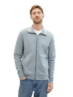 TOM TAILOR Herren Sweatjacke mit Stehkragen, 27475 - Grey Mint, M von TOM TAILOR