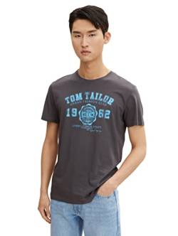 TOM TAILOR Herren T-Shirt mit Logo-Print, 10899 - Tarmac Grey, XXL von TOM TAILOR