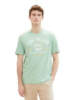 TOM TAILOR Herren T-Shirt mit Logo-Print aus Baumwolle, paradise mint, XXL von TOM TAILOR