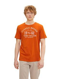 TOM TAILOR Herren T-Shirt mit Print 1032905, 19772 - Gold Flame Orange, XXL von TOM TAILOR