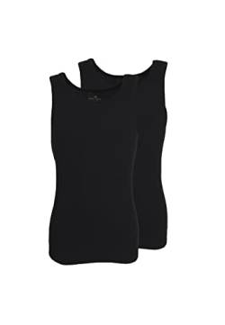 TOM TAILOR Herren Tank-Top, Baumwolle, Doppelripp, schwarz, Uni, 2er Pack L von TOM TAILOR