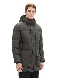 TOM TAILOR Herren Technical Winterparka mit aufgesetzten Taschen, grey garment dye structure, M von TOM TAILOR