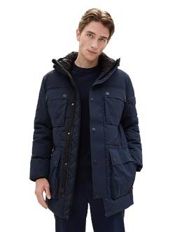 TOM TAILOR Herren Technical Winterparka mit aufgesetzten Taschen, sky captain blue, XL von TOM TAILOR