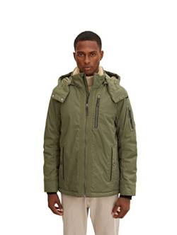 TOM TAILOR Herren Winterjacke mit Teddyfell 1032492, 10415 - Dusty Olive Green, S von TOM TAILOR