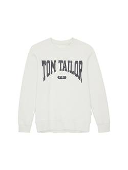 TOM TAILOR Jungen 1037579 Sweatshirt mit Schriftzug, 32257-greyish White, 128 von TOM TAILOR