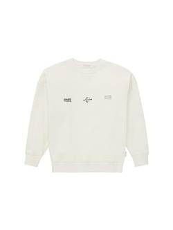 TOM TAILOR Jungen 1038363 Basic Oversized Sweatshirt mit Print, 32257-greyish White, 128 von TOM TAILOR