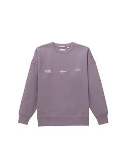 TOM TAILOR Jungen 1038363 Basic Oversized Sweatshirt mit Print, 32259-greyish Purple, 140 von TOM TAILOR
