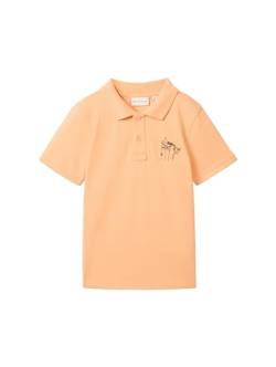 TOM TAILOR Jungen Kinder Basic Polo Shirt mit Dinosaurier-Print, shiny apricot orange, 104/110 von TOM TAILOR