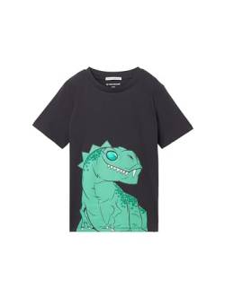 TOM TAILOR Jungen Kinder T-Shirt mit Dino-Print, 29476 - Coal Grey, 116/122 von TOM TAILOR