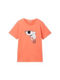 TOM TAILOR Jungen Kinder T-Shirt mit Hai-Print, 12643 - Living Coral, 128/134 von TOM TAILOR