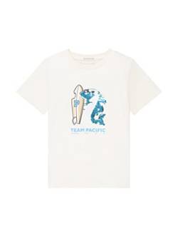 TOM TAILOR Jungen Kinder T-Shirt mit Hai-Print 1035061, Weiß, 92-98 von TOM TAILOR