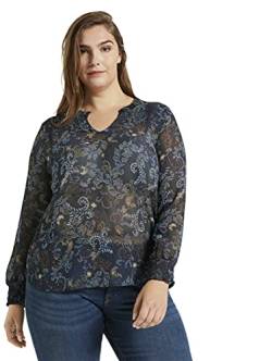 TOM TAILOR MY TRUE ME Damen Blusen, Shirts & Hemden Gemusterte Bluse mit Smocking-Details Navy Based Paisley,48,25000,6000 von TOM TAILOR