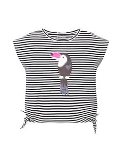 TOM TAILOR Mädchen 1036112 Kinder T-Shirt mit Print, 29693-Whisper White Navy Stripe, 92/98 von TOM TAILOR