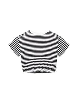 TOM TAILOR Mädchen 1036154 Kinder Cropped T-Shirt mit Streifen, 31697-Offwhite Coal Grey Stripe, 164 von TOM TAILOR