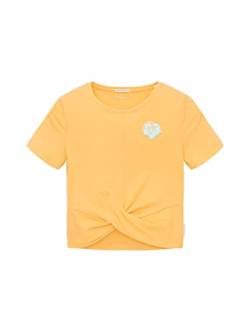 TOM TAILOR Mädchen 1036155 Kinder T-Shirt mit Wickeldetail & Print, 22225-Washed Out Orange, 176 von TOM TAILOR