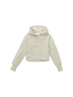 TOM TAILOR Mädchen 1037758 Basic Sweatjacke mit Kapuze, 15398-Light Stone Grey Melange, 140 von TOM TAILOR