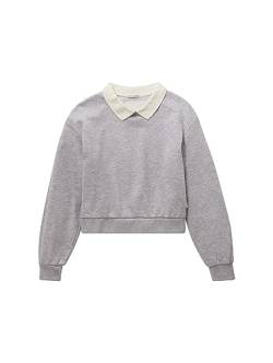 TOM TAILOR Mädchen 1037773 Polo Sweatshirt mit Kragen, 15398-Light Stone Grey Melange, 140 von TOM TAILOR