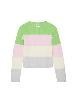 TOM TAILOR Mädchen 1037981 Pullover mit Streifen, 32555-green pink Multicolor Stripe, 164 von TOM TAILOR