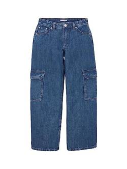 TOM TAILOR Mädchen 1038013 Wide Leg Fit Cargo Jeans, 10119-Used Mid Stone Blue Denim, 134 von TOM TAILOR