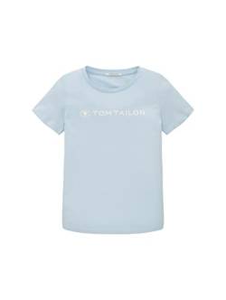 TOM TAILOR Mädchen 1038881 T-Shirt mit Schriftzug, 32264-new Breeze Blue, 128/134 von TOM TAILOR