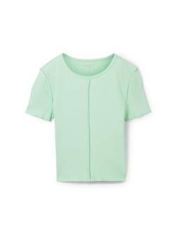 TOM TAILOR Mädchen Kinder Basic T-Shirt mit Rippstruktur & Ziernaht, 35264 - Soft Bright Green, 140 von TOM TAILOR