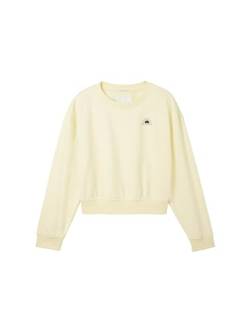 TOM TAILOR Mädchen Kinder Cropped Sweatshirt mit Print, 34585 - Light Yellow, 152 von TOM TAILOR