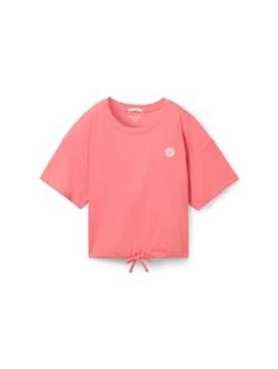 TOM TAILOR Mädchen Kinder Cropped T-Shirt mit Smily-Print & Kordelzug, 34611 - Dull Pink, 164 von TOM TAILOR