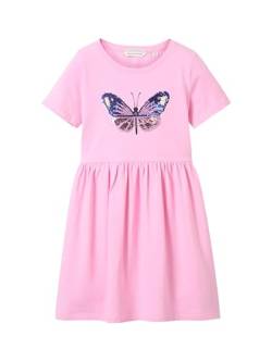 TOM TAILOR Mädchen Kinder Jerseykleid mit Schmetterling-Wendepaillette., 35247 - Fresh Summertime Pink, 104/110 von TOM TAILOR