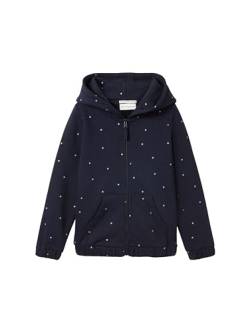 TOM TAILOR Mädchen Kinder Sweatjacke mit Punkten & Kapuze, dark blue glitter star, 104/110 von TOM TAILOR