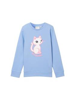 TOM TAILOR Mädchen Kinder Sweatshirt mit Katzen-Print, 11530 - Calm Blue, 128/134 von TOM TAILOR