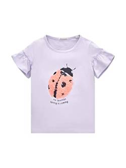 TOM TAILOR Mädchen Kinder T-Shirt mit Fügelärmeln & Print 1035199, Lila, 92-98 von TOM TAILOR