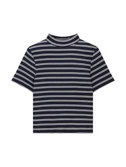 TOM TAILOR Mädchen Kinder T-Shirt mit Streifen & Stehkragen 1037073, Blau, 128 von TOM TAILOR