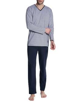 TOM TAILOR Pure Cotton Pyjama lang Herren (L / 52, Blue-Dark-horizontal Stripes) von TOM TAILOR