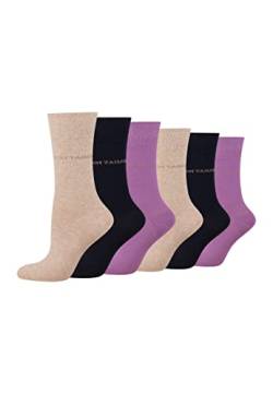 TOM TAILOR Socken Damen 39-42 in beige - Baumwollsocken für Alltag und Freizeit - 6 Paar schlichte Damen-Socken von TOM TAILOR