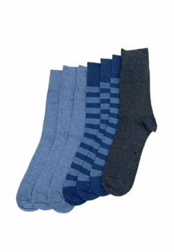 TOM TAILOR Socken blau/grau Streifen mix 39-42 - 7er Box Baumwollsocken für Altag und Freizeit - schlichte Socken von TOM TAILOR