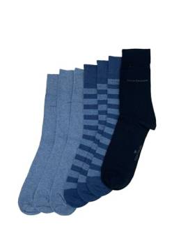 TOM TAILOR Socken blau/schwarz Streifen mix 39-42 - 7er Box Baumwollsocken für Altag und Freizeit - schlichte Socken von TOM TAILOR