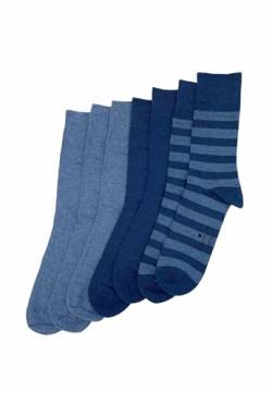 TOM TAILOR Socken blau Streifen mix 39-42 - 7er Box Baumwollsocken für Altag und Freizeit - schlichte Socken von TOM TAILOR