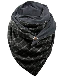 TOMEEK Damen Schal,Winterschal Große Warm Dreieck Schal Halstuch Scarf Deckenschal mit Knopf übergroßer Soft Wrap Winter Shawl Schal Poncho Damenschal Herbstschal(W10-Grau) von TOMEEK