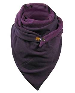 TOMEEK Damen Schal,Winterschal Große Warm Dreieck Schal Halstuch Scarf Deckenschal mit Knopf übergroßer Soft Wrap Winter Shawl Schal Poncho Damenschal Herbstschal(W4-Violett) von TOMEEK